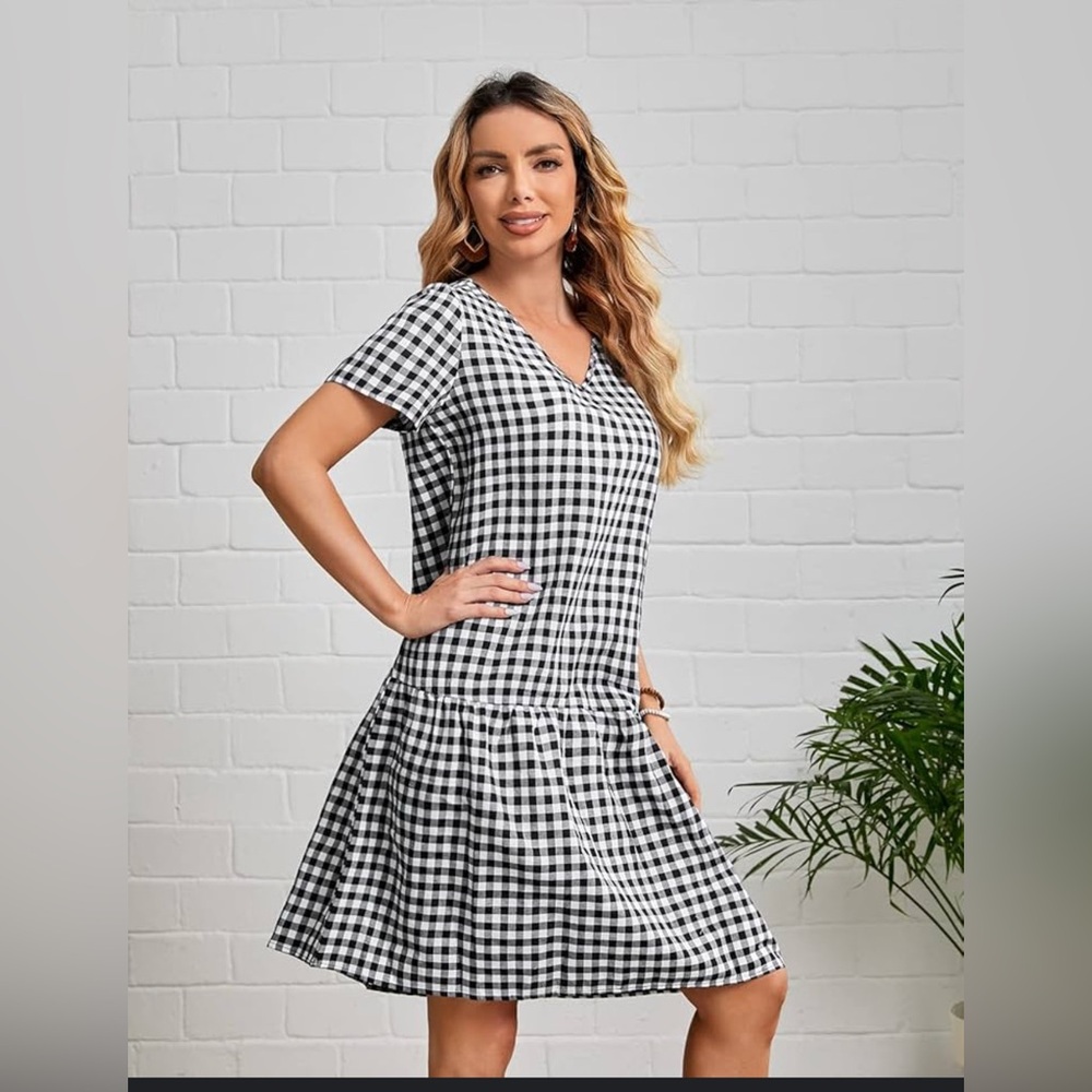 Colette | Black and White Gingham Dress | Sz S